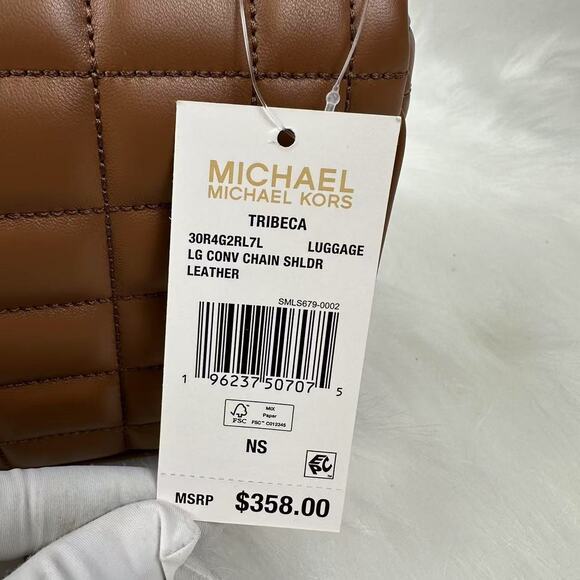 Michael Kors Tribeca Large Quilted Leather Shoulder/Crossbody Bag in Brown - Picture 5 of 9